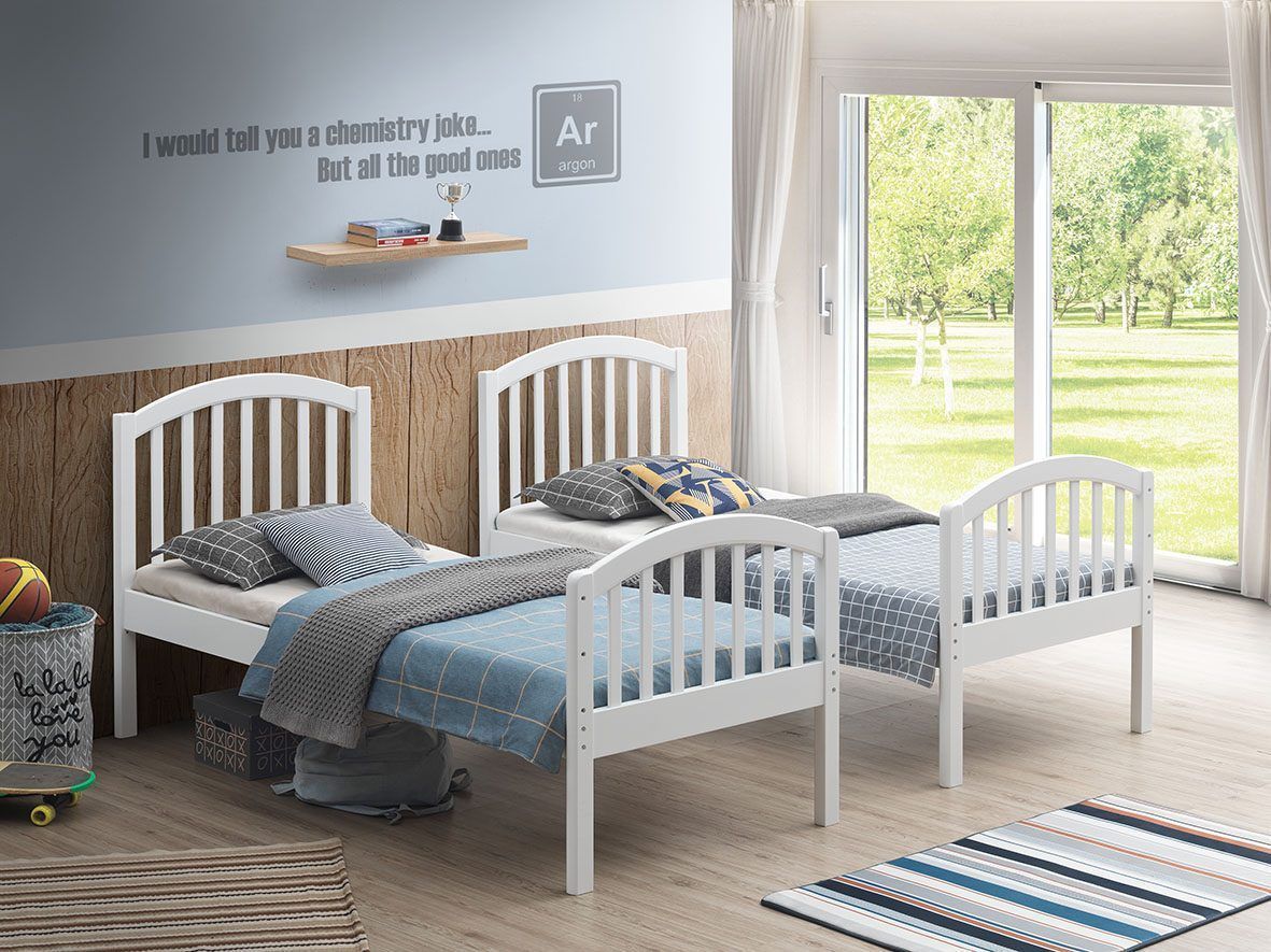 With trundle drawer, splits into individual twin beds