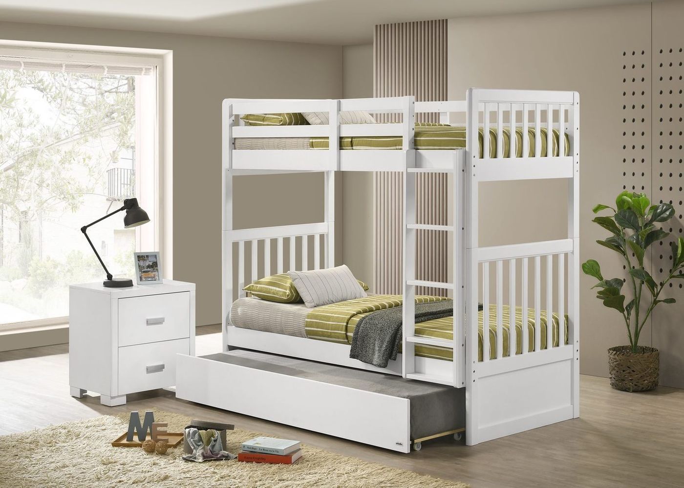 Orbelle Bunk Bed 455 with trundle in a bright bedroom