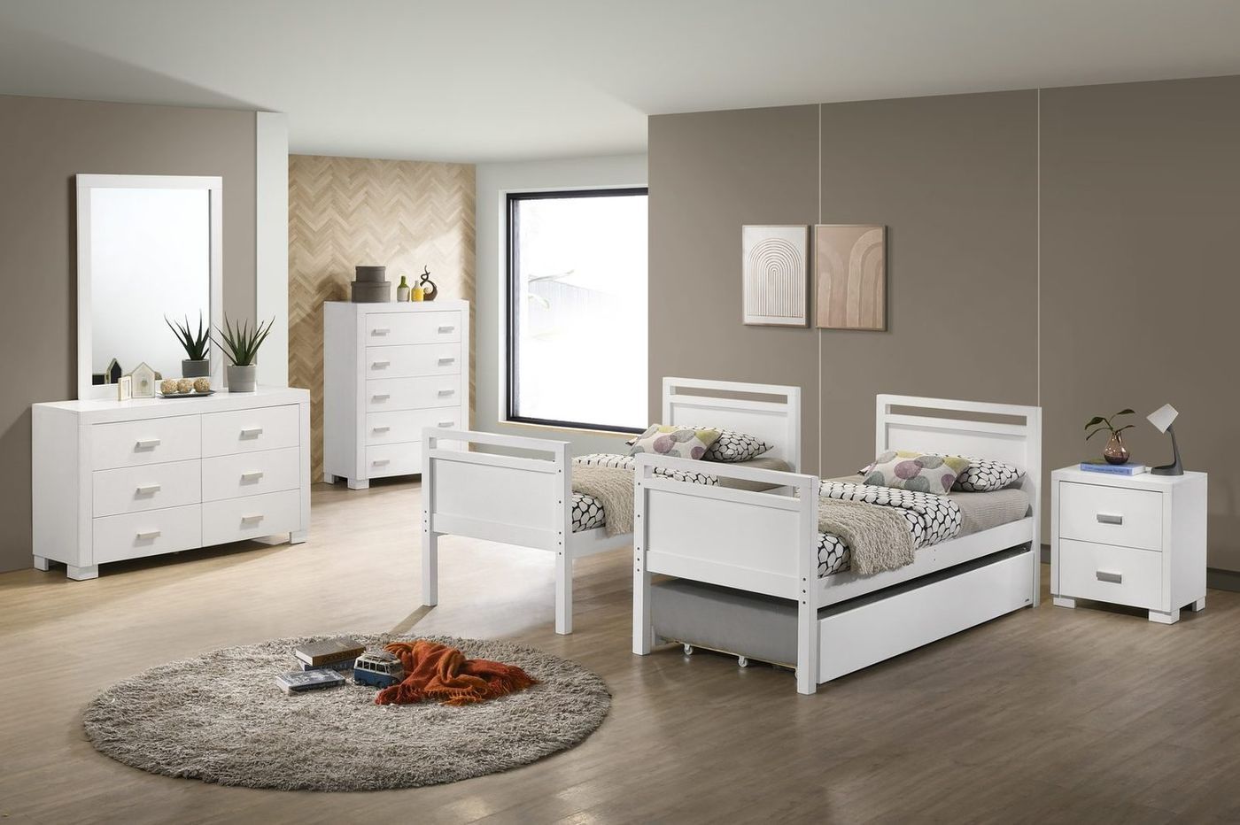 Splits into two individual beds, one with trundle