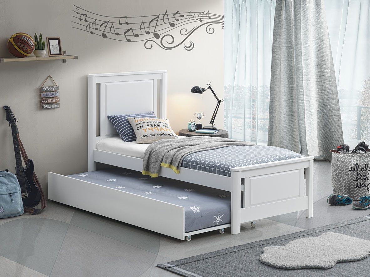 Orbelle Teen Bed 301 with trundle in a blue bedroom