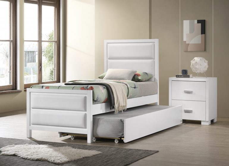 Teen Bed 1947 Padded with White Vinyl